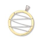 Two tone Zig Zag Lace-up Round Pendant